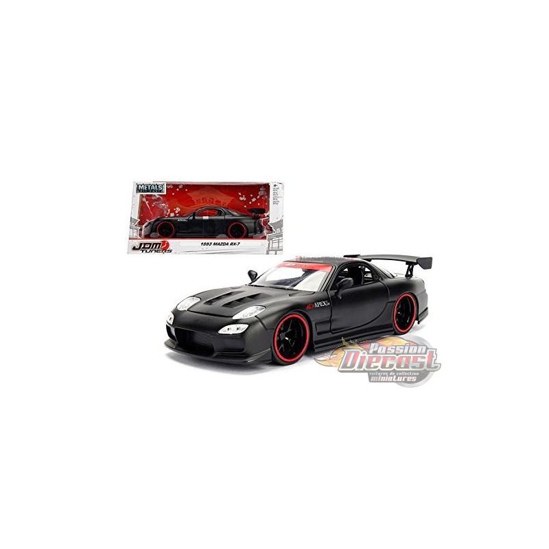 1993 Mazda RX-7 Red with Black Hood JDM Tuners 1/24 Diecast Model Car by Jada 98677 