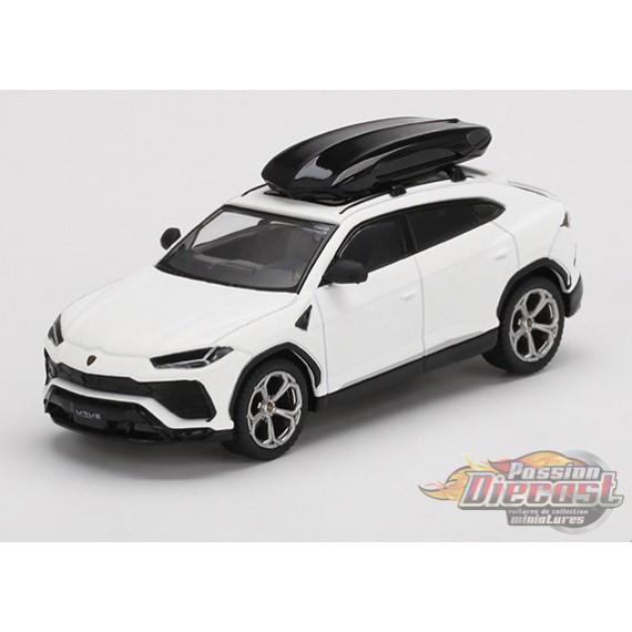 Lamborghini Urus with Roof Box Bianco Monocerus Matt -  MINI GT 1:64 - Usa Exclusive - MGT00220 - Passion Diecast 