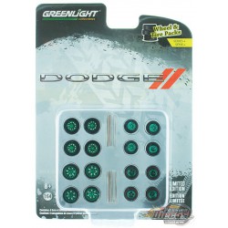 Ensemble roues et pneus   Dodge - Auto Body Shop serie 4 - 1/64 GREENMACHINE - 16070 BGR