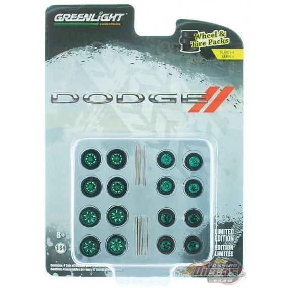 Dodge  Wheel & Tire Pack  - Auto Body Shop series 4 - GREENMACHINE 1/64   - 16070 BGR