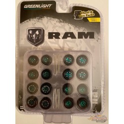 RAM  Wheel & Tire Pack  - Auto Body Shop series 4 - GREENMACHINE 1/64   - 16070 CGR