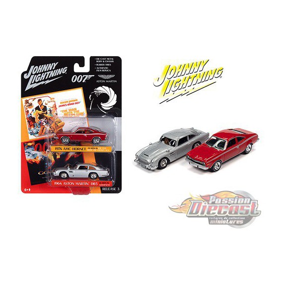 James Bond 007 1974 AMC Hornet  / Aston Martin DB5  -  Set de 2 -  Johnny Lightning 1:64 - JLSP117  - Passion Diecast
