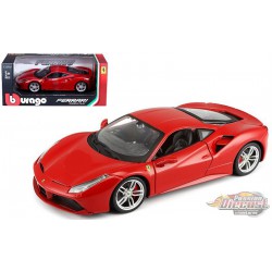 Ferrari 488 GTB Red -  Bburago 1/24 - 26013 -RD - Passion Diecast 