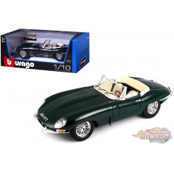 1961 Jaguar E Type Cabriolet vert  - 1-18 Bburago 12046 GR  -  Passion Diecast 