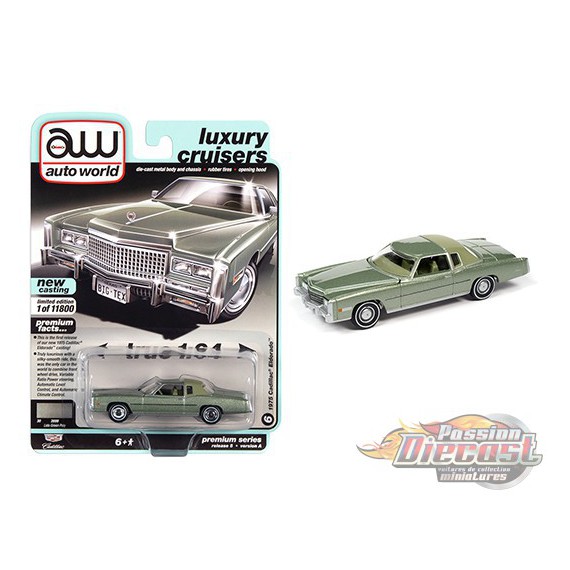 1975 Cadillac Eldorado - Green Metallic  /  Vinyl Roof - Auto World 1/64 - AWSP058 A  - Passion Diecast