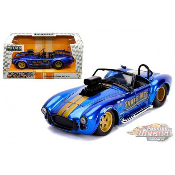 1965 Shelby Cobra 427 S/C with Blower Candy Blue   "Bigtime Muscle" - Jada 1/24 - 30706  - Passion Diecast 