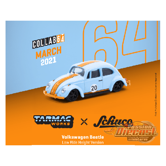 Volkswagen Beetle Blue Orange - Tarmac Works  / Schuco 1/64  - T64S-006-GF  -  Passion Diecast 