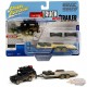 1980  Toyota Land Cruiser Flat Black Dirty avec remorque ouverte - Johnny Lightning  1:64 - JLBT013 B -  Passion Diecast 