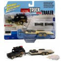 1980  Toyota Land Cruiser Flat Black Dirty avec remorque ouverte - Johnny Lightning  1:64 - JLBT013 B