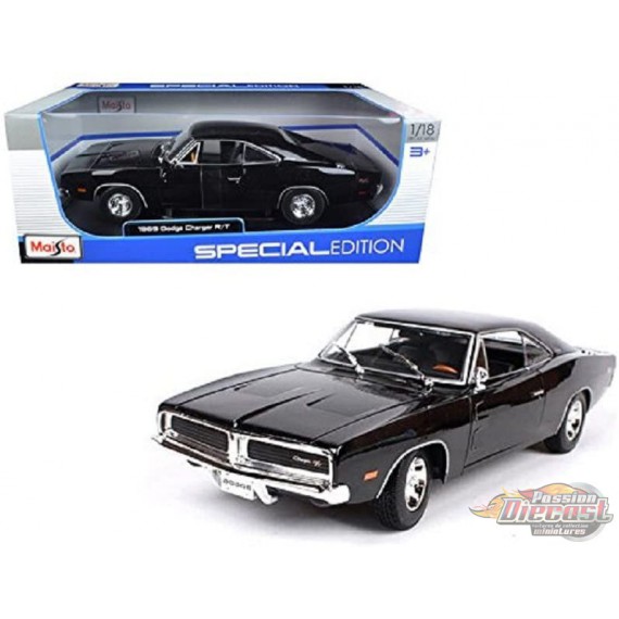 1969 Dodge Charger R/T   Black -  Maisto 1/18 - 31387 BK - Passion Diecast