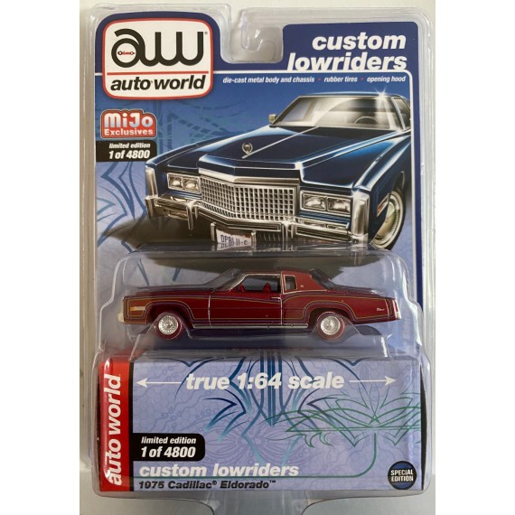 1975 Cadillac Eldorado Bleu - Lowriders - CHASE CAR ULTRA RED Auto World 1/64 MiJo Exclusives - CP7720GR Passion Diecast