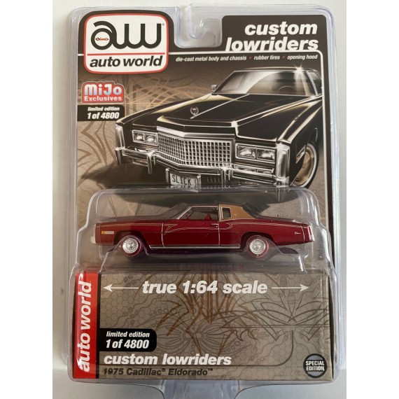 1975 Cadillac Eldorado Noir - Lowriders - CHASE CAR ULTRA RED Auto World 1/64 MiJo Exclusives - CP7719GR Passion Diecast