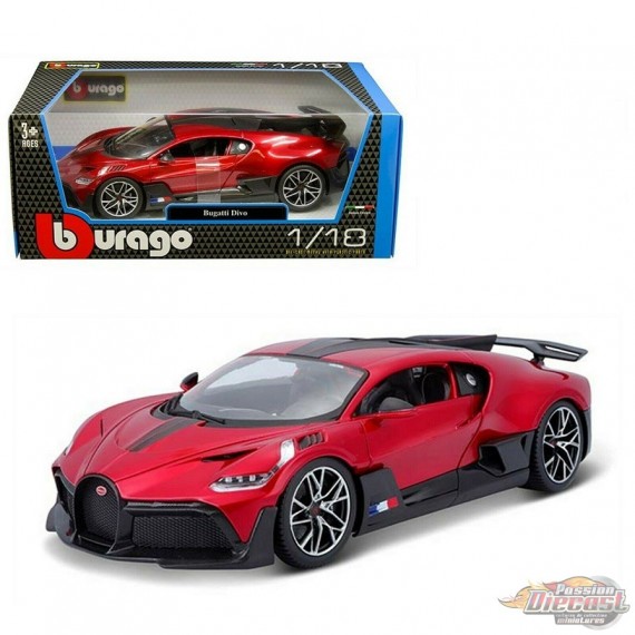 Bugatti DIVO en Rouge et Noir - 1:18 Bburago 18-11045MTRD -  Passion Diecast 