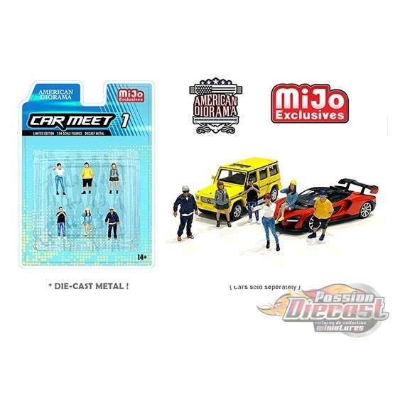 Car Meet 1 Figurine 6 pieces Diecast  -  American Diorama 1-64 - 76469 MJ Passion Diecast
