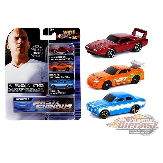 Fast & Furious 2019   set of 3 Hollywood Rides -  Jada Nano - 31124 - Passion Diecast