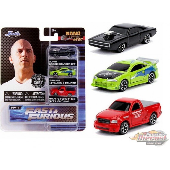 ミニカー JADA FAST&FURIOUS NANO HOLLYWOOD RIDES fast-furious-mv1-set-of-3-