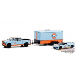Racing Hitch & Tow 3 - 2021 Chevrolet Silverado and 2021 Chevrolet Corvette C8 Stingray 1/64 GREENLIGHT - 31110 C