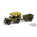 1943 Willys MB Jeep and 1/4 Ton Cargo Trailer - Hitch & Tow 22, 1/64 Greenlight - 32220 A