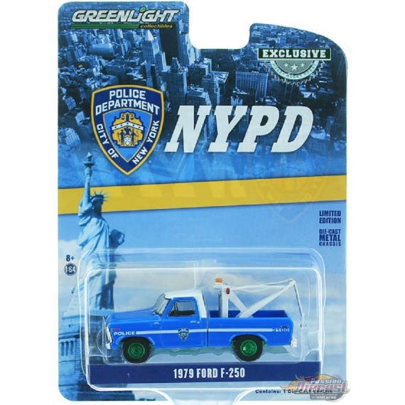 1979 Ford F-250 with Drop in Tow Hook - New York City Police Dept (NYPD)  - greenlight 1/64  Hobby Exclusive - 30224