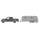 2020 Jeep Gladiator with Airstream Double-Axle Land Yacht Safari- Hitch & Tow 23, 1/64 Greenlight - 32230 C