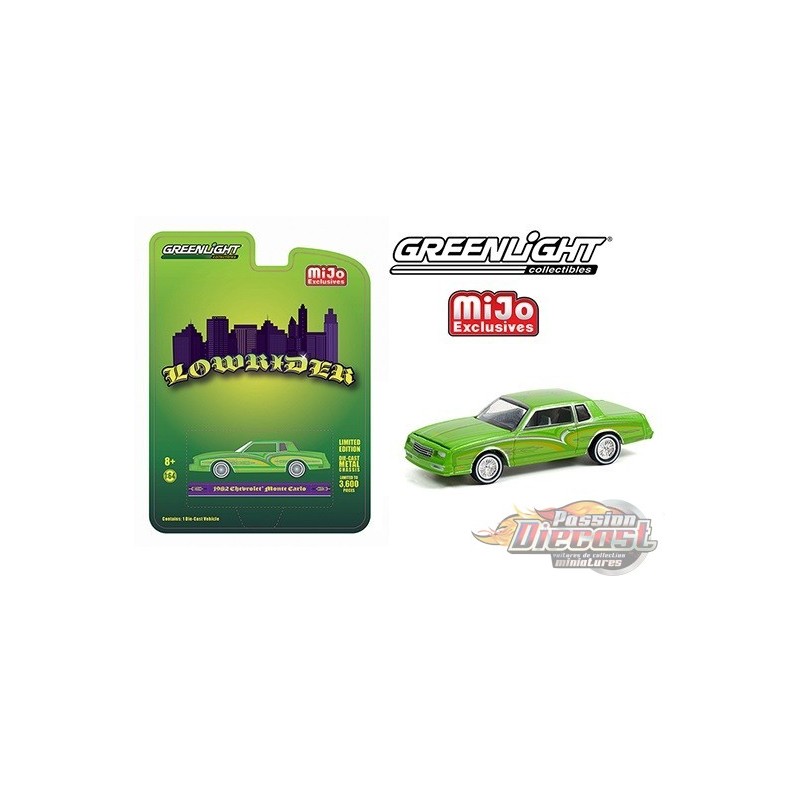 1982 Chevrolet Monte Carlo Lowrider Green - Mijo Exclusives - 1/64  Greenlight - 51388 - Passion Diecast