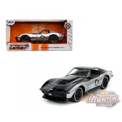 1969 Chevrolet Corvette Stingray ZL-1 Noir/Silver -  Jada 1/24 - Big Time muscle - 32775 - Passion Diecast 