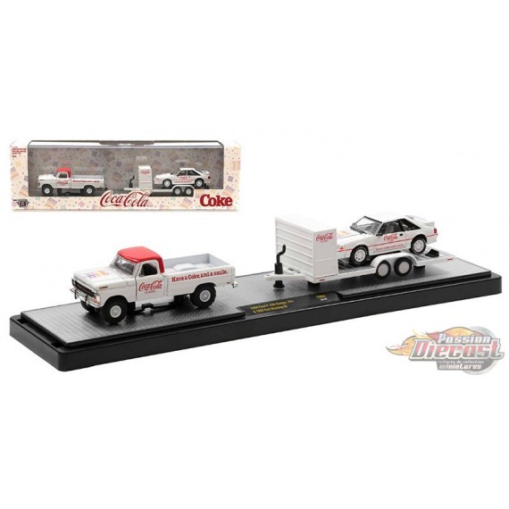 Coca-Cola - 1969 Ford F-100 Ranger 4x4 with 1990 Ford Mustang GT  -  M2 1/64 - 56000-TW08 B  -  Passion Diecast 