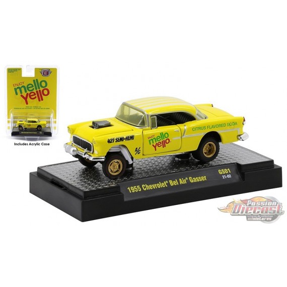 Mellow Yellow - 1955 Chevrolet Bel Air Gasser - M2  1:64  - 52500 GS01 B - Passion Diecast 