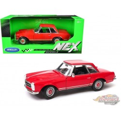 1963 Mercedes Benz 230SL Coupe Rouge  - Welly 1/24 - 24093 RD  - Passion Diecast 