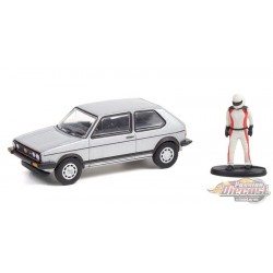 1976 Volkswagen Golf MkI GTI in Silver with Race Car Driver - The Hobby Shop Series 11 - 1/64 Greenlight - 97110 C