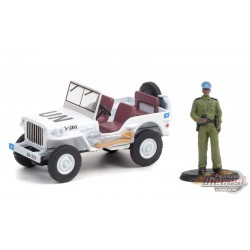 1942 Willys MB Jeep - United Nations - with UN Security Officer- The Hobby Shop Series 11 - 1/64 Greenlight - 97110 A