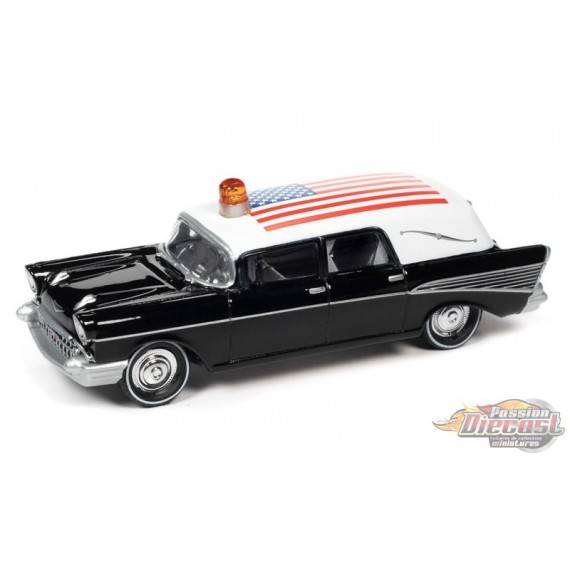 1957 Chevrolet Corbillard Noir - Johnny Lightning - 1/64 - JLSP144 - Passion Diecast 