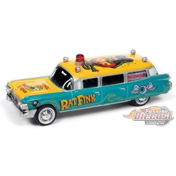1959 Cadillac Corbillard Rat Fink - Johnny Lightning -  1/64 - JLSP143 - Passion Diecast 