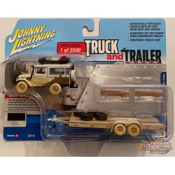 1980  Toyota Land Cruiser Flat Black Dirty avec remorque ouverte - White Lightning  1:64 - JLBT013 BGR