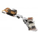 International HX520 Tractor with XL 120 HDG Lowboy Trailer and Cat 349F L XE Hydraulic Excavatorr - Diecast Master 1/50 - 85600