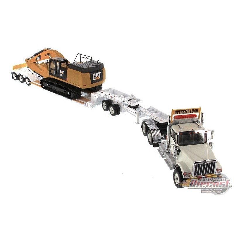 International HX520 Tractor with XL 120 HDG Lowboy Trailer and Cat 349F L  XE Hydraulic Excavatorr - Diecast Master 1/50 - 85600