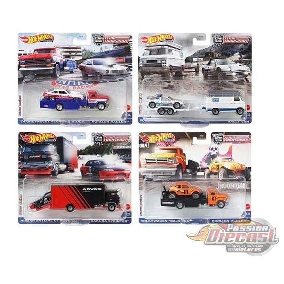 Team Transport  Case M  2021 Ensemble de 4 - Hotwheels 1/64 -  FLF56-956M  -  Passion Diecast 