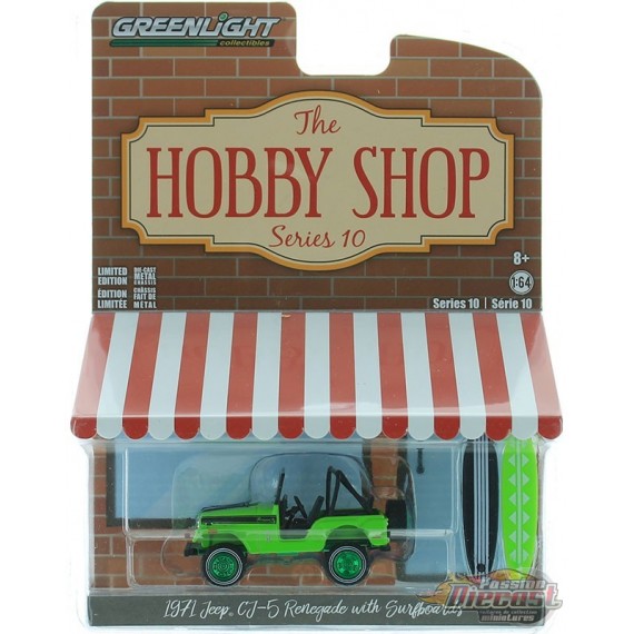 1971 Jeep CJ-5 Renegade et Surfboards - The Hobby Shop Series 10 -1/64 GREENMACHINE - 97100 BGR
