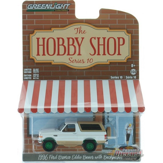 1996 Ford Bronco Eddie Bauer with Backpacker - The Hobby Shop Series 10 - 1/64 GREENMACHINE - 97100 FGR