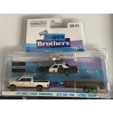 Blues Brothers - 2015 Ram 1500 Avec 1974 Dodge Monaco "Bluesmobile" on Flatbed Trailer -GREENMACHINE 1/64 - 31010 CGR