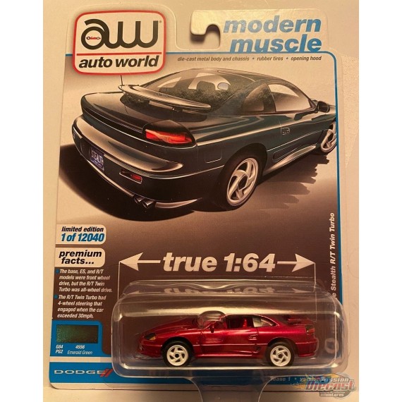 1992 Dodge Stealth T/T Twins Turbo Vert Emeraude - CHASE CAR ULTRA RED Auto World 1:64 - AWSP063 BGR Passion Diecast