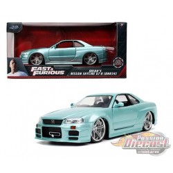 Fast & Furious - Brian's Nissan Skyline GT-R (R34) Bleu clair - Jada  1/24 - 32608-  Passion Diecast