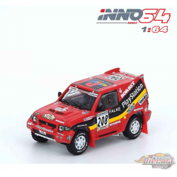Mitsubishi Pajero Evolution n°208 Granada - Dakar 1999 PlayStation Red - INNO 64 - 1/64  - IN64-EVOP-PS99 - Passion Diecast 
