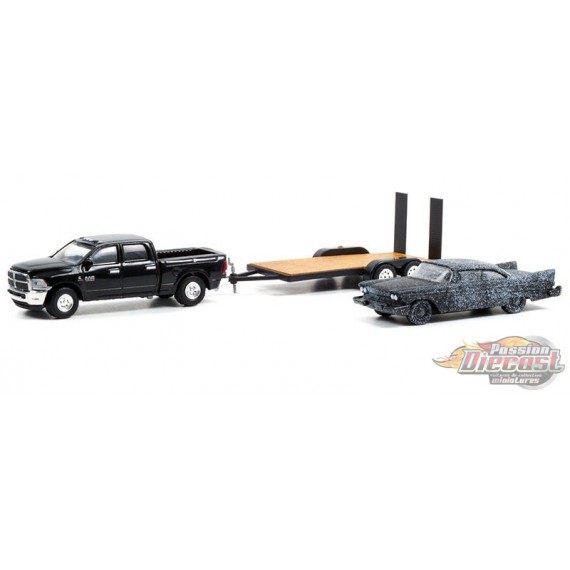 2018 Ram 2500 et Scorched 1958 Plymouth Fury sur Remorque Flatbed - Christine (1983) - 1/64 Greenlight - 31120 B -PassionDiecast