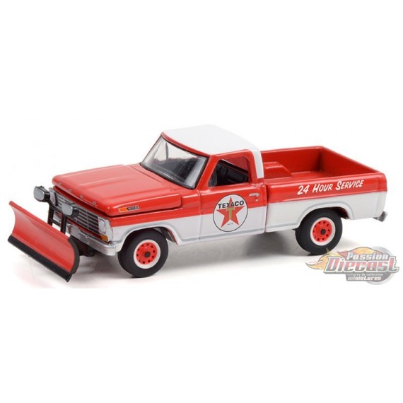 1968 Ford F-250 with Snow Plow - Texaco Service - Blue Collar Collection 9 - Greenlight 1/64 -  35200 A