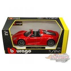 Porshe 918 Spyder Rouge - Bburago 1-24 -21076 RD- Passion Diecast 