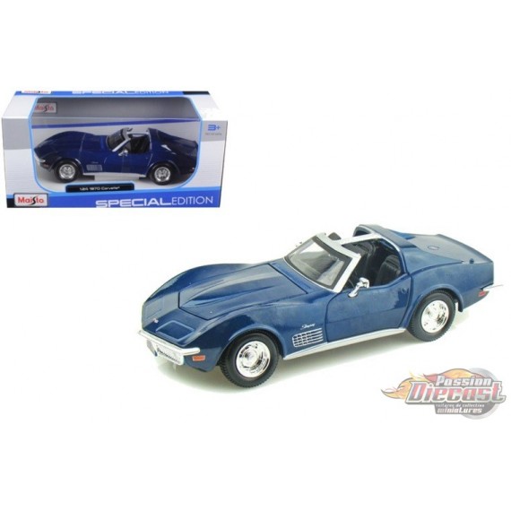 1970 Chevrolet Corvette Stingray Blue - Maisto 1/24 - 31202 BL - Passion Diecast 
