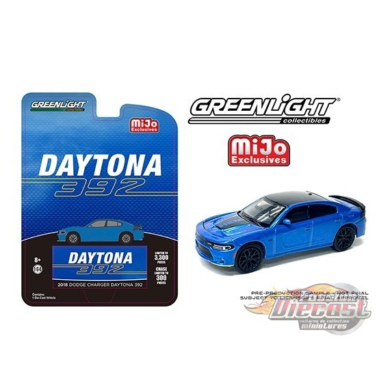2018 Dodge Charger Daytona 392 Hemi Bleu - Mijo Exclusive  - Greenlight 1/64 - 51424- Passion Diecast 