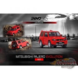 Mitsubishi Pajero Evolution avec roues extras rouge  - INNO 64 - 1/64  - EVOP-RED - Passion Diecast 