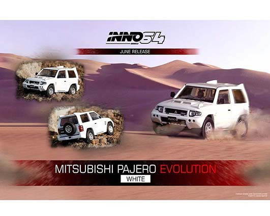 INNO64 1:64 2020 Release White Mitsubishi PAJERO EVOLUTION Item #IN64-EVOP-WHI